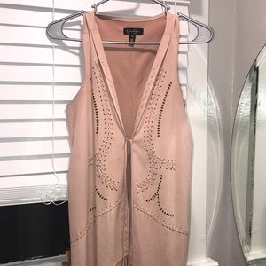 Long suede fringe vest